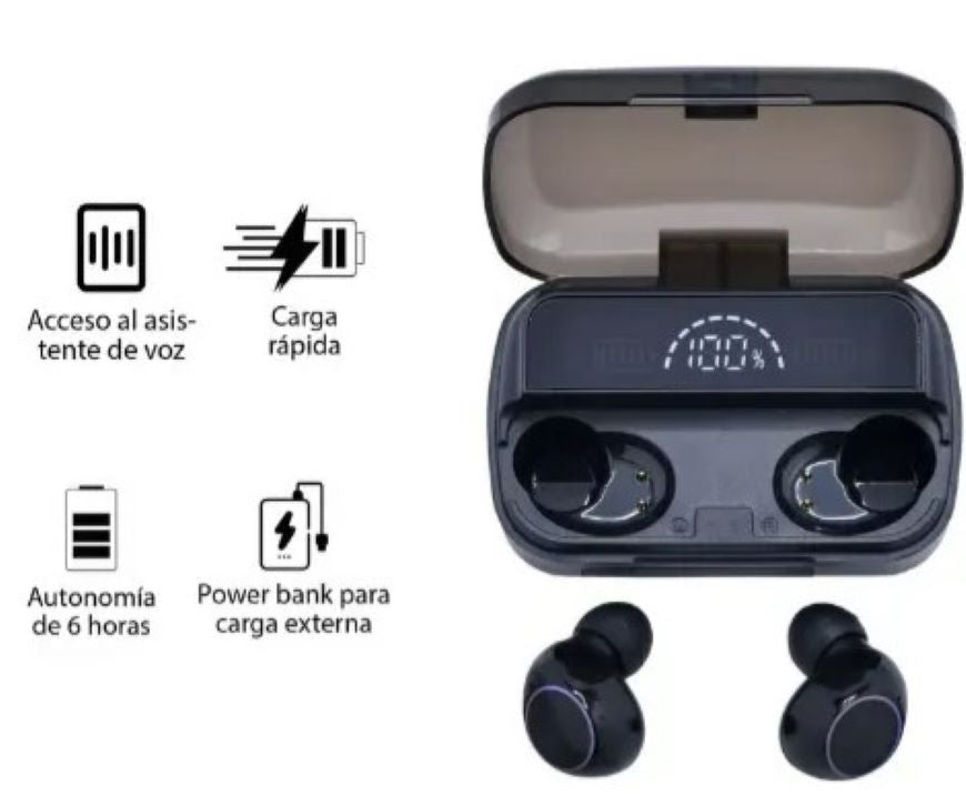 Audífonos Bluetooth M30 Pro con Pantalla Digital y Estuche Transparente