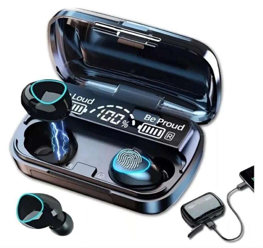 Audífonos Bluetooth M30 Pro con Pantalla Digital y Estuche Transparente