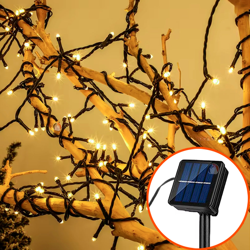 Luces Navideñas Solares Premium 100 LED – Exterior – Cálida / Blanco / Multicolor