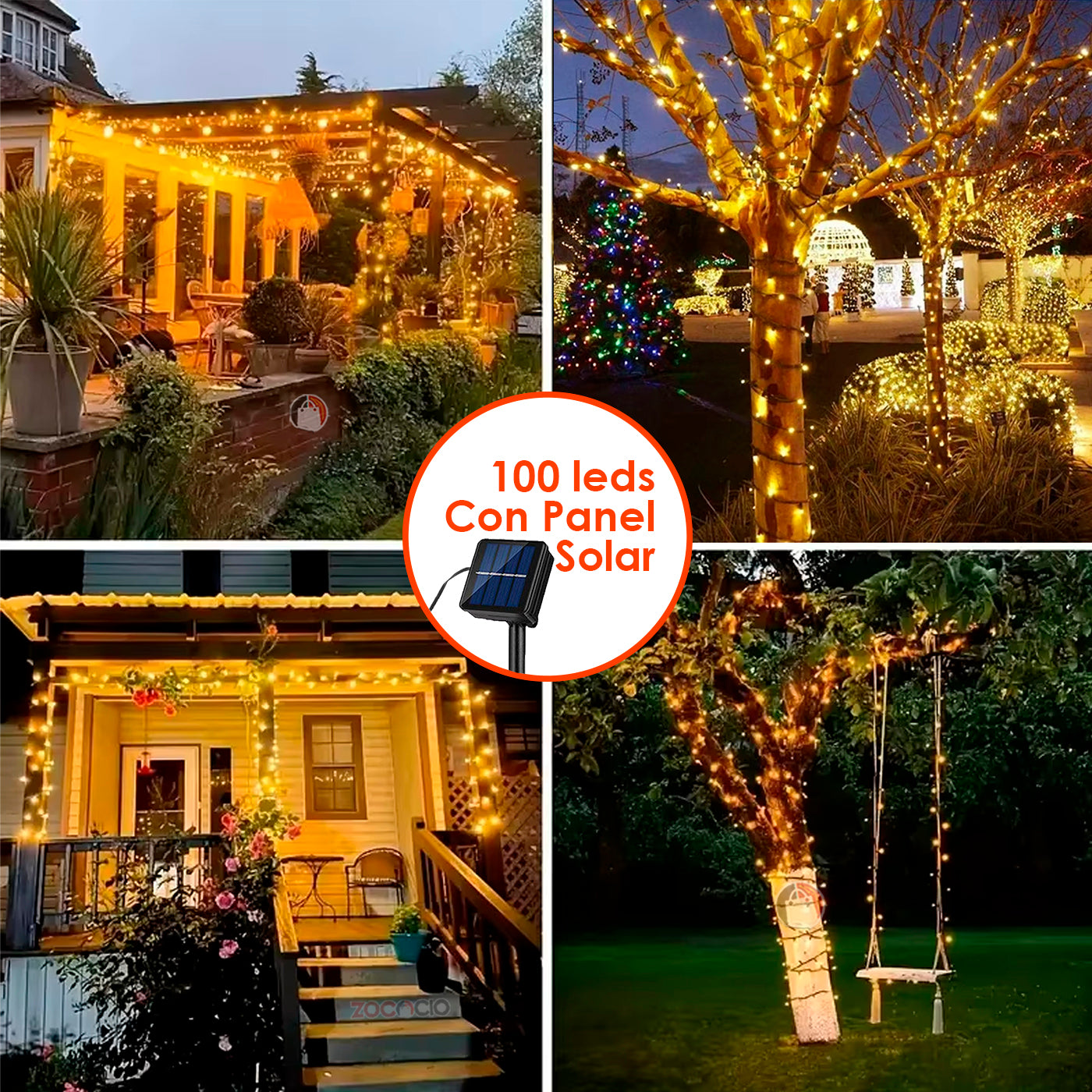 Luces Navideñas Solares Premium 100 LED – Exterior – Cálida / Blanco / Multicolor