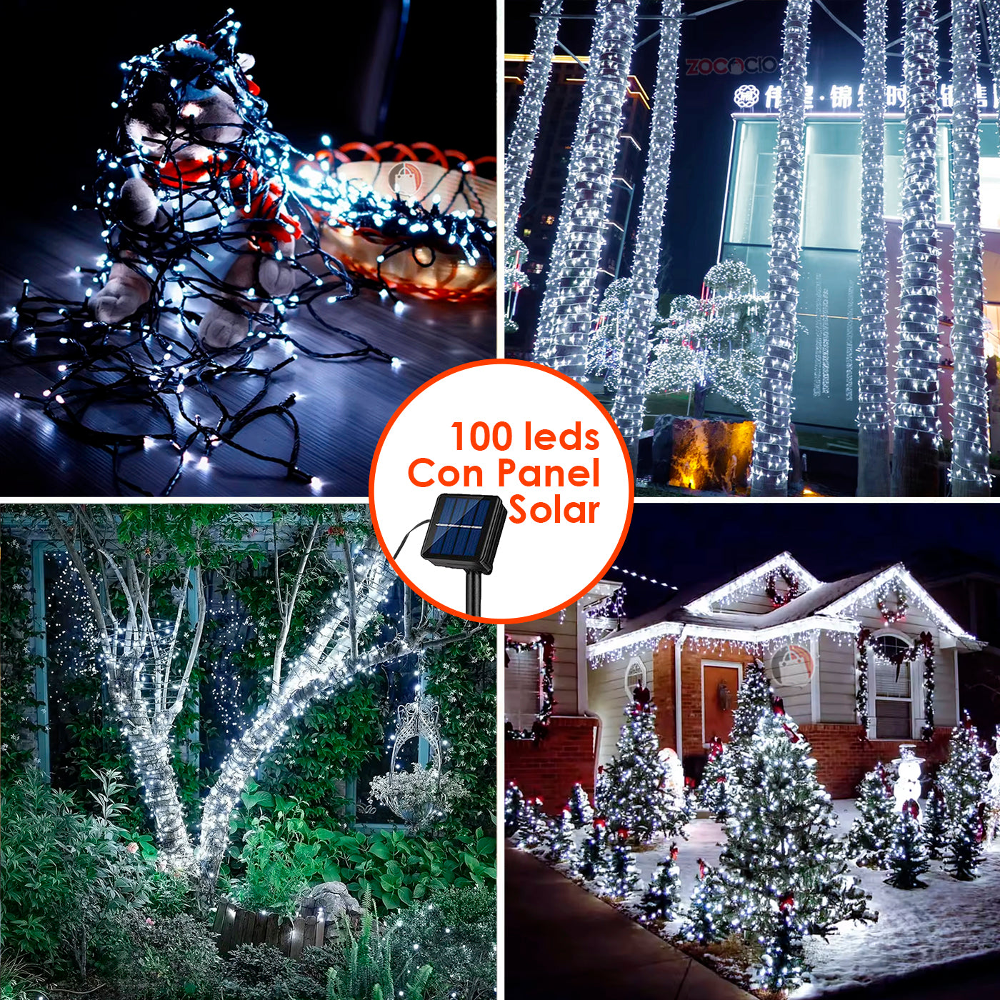 Luces Navideñas Solares Premium 100 LED – Exterior – Cálida / Blanco / Multicolor