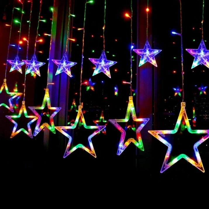 Luces de Navidad Tipo Cascada con Estrellas 3m x 1m