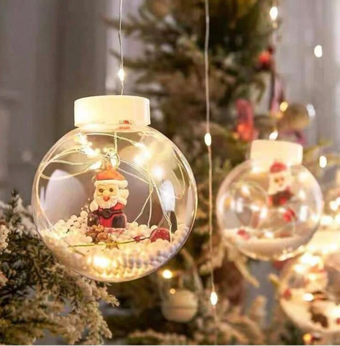 Luz Cascada Navideña 3M con Globos y Papá Noel – Decoración Premium